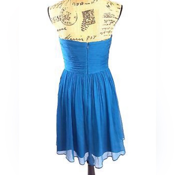J Crew100%  blue silk chiffon strapless mini dress called Arabella - Picture 3 of 14